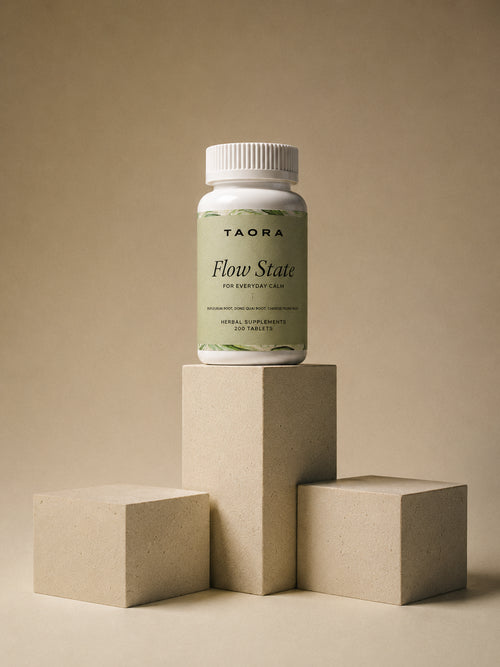 Taora Flow State bottle on stone plinths